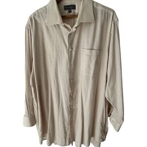 Paul Fredrick Shirt 18-33 Beige‎ Long Sleeve Finest Long Staple Cotton Mens Lux